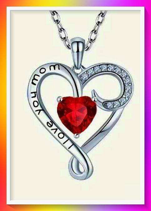 Cute Red Rhinestone Heart-shaped pendent necklace