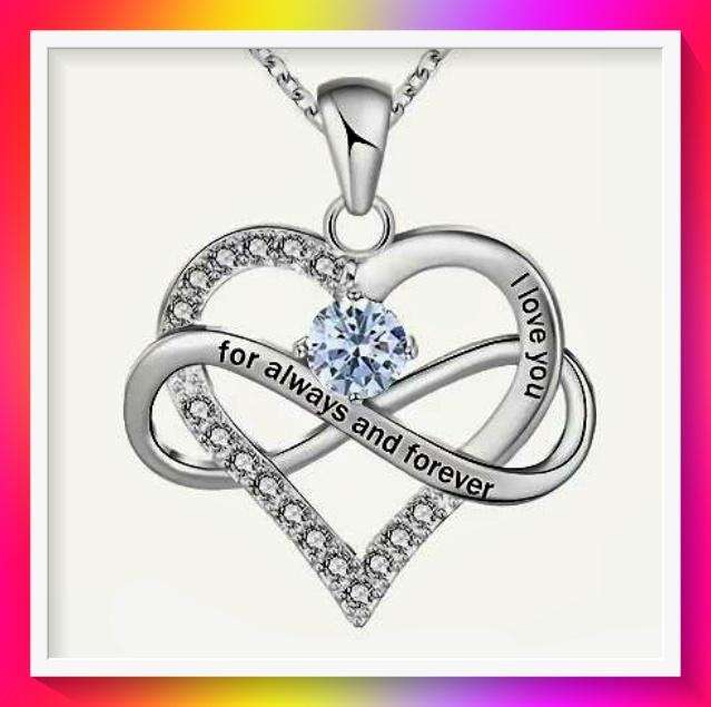 Amazing white Birthstone Heart-shaped Pendant Necklace
