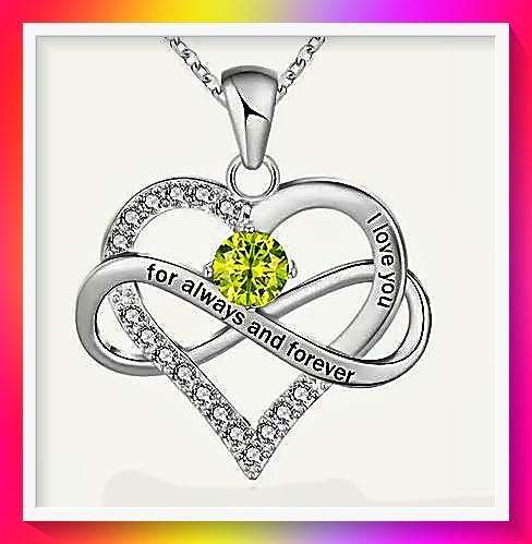 Beautiful simulated peridot Birthstone Heart-shaped Pendant Necklace