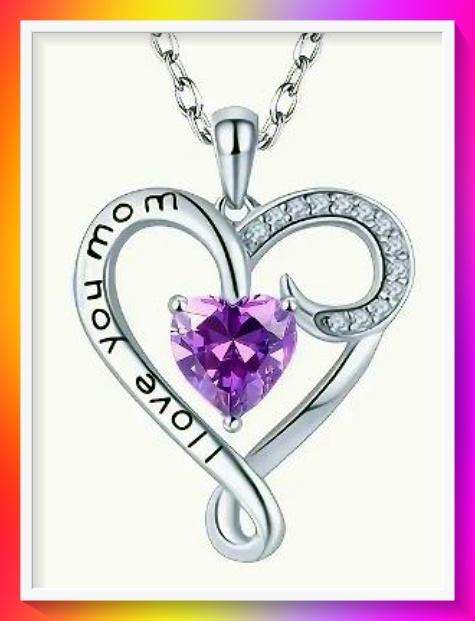 Cute Purple Rhinestone  Heart-shaped Necklace