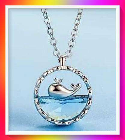 Beautiful Silvery Whale Pendant Necklace