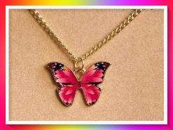 Custom colour Butterfly pendant necklace