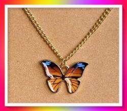 Gorgeous multi-colour Butterfly pendant necklace