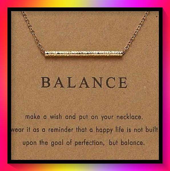 Stunning Stay in balance bar necklace pendant