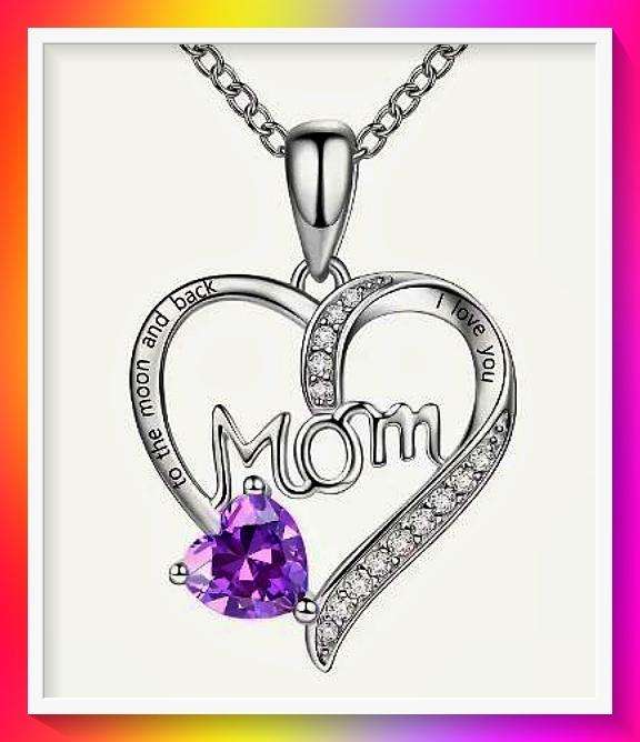 Exquisite Cubic Zirconia MOM Pendant Necklace purple
