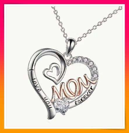 Cute Mom Double Heart Rhinestone Decor Heart-shaped Necklace