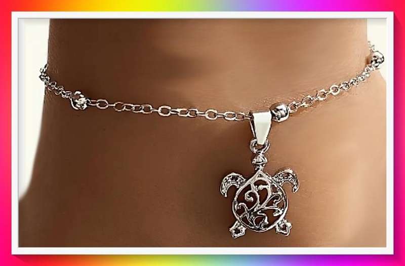 So Cute Turtle Charm Anklet - Fashionable Beach Jewellery with Round Beads, Bohemian Style