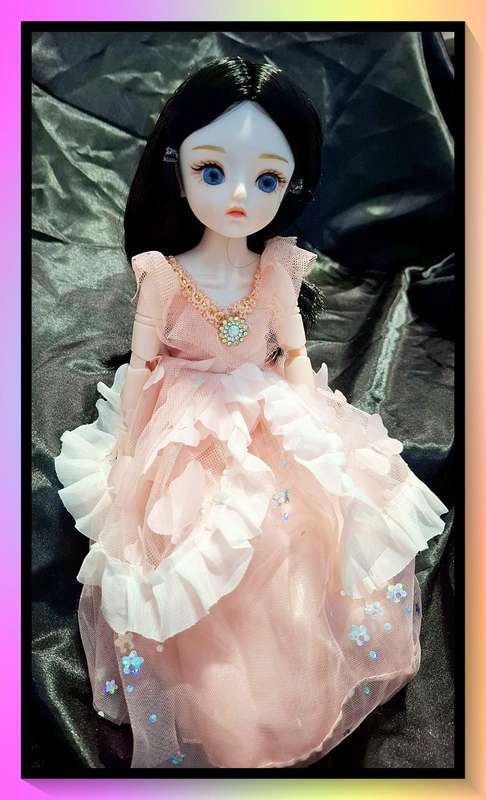 Beautiful princess anime style doll in peach outfit