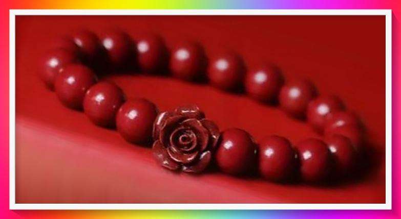 Lovely Cinnabar Stone Ethnic Style Good Luck Rose Charm bracelet