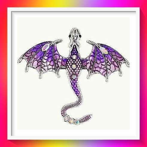 Enchanting pale purple flying dragon brooch