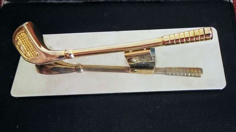 Vintage Golf Club Desk paper clip clamp.