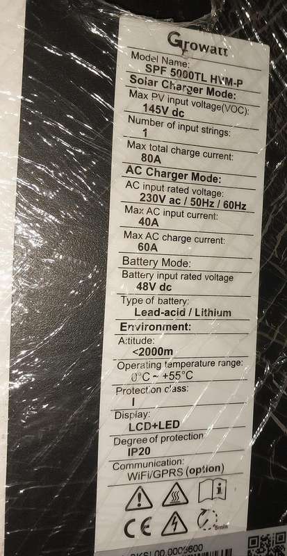 Growatt TL 5kw 48v Refurbished Inverter