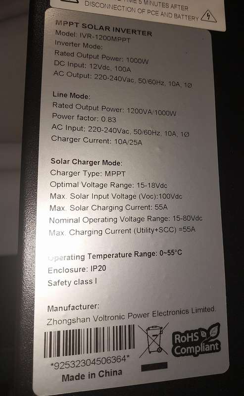 12V 1000W mecer PSW Mppt UPS with Hubble lifepo4 battery