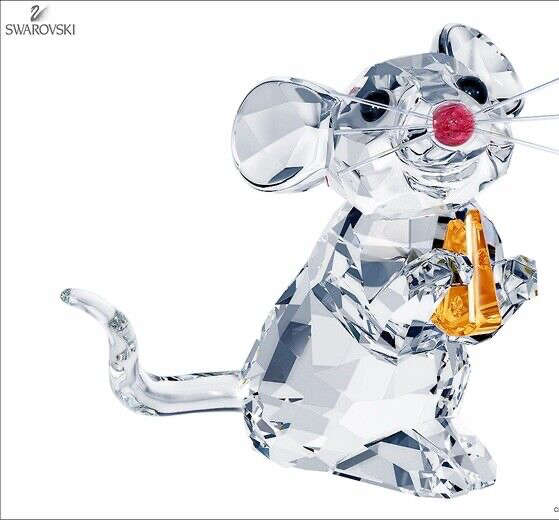 Swarovski Crystal Mouse with Whiskers And Cheese