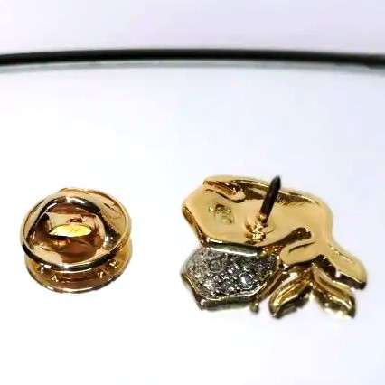 Swarovski Crystal Whale Pin Gold with Clear Crystals