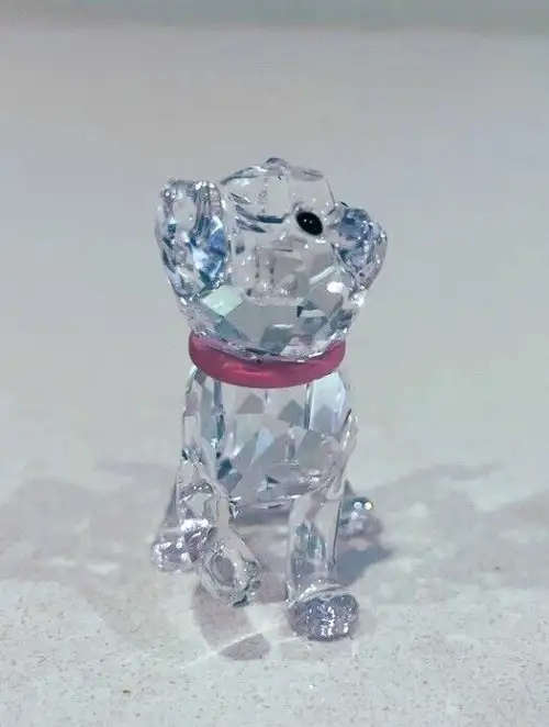 Swarovski Crystal Cat Kitten Standing With Pink Collar