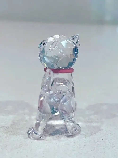 Swarovski Crystal Cat Kitten Standing With Pink Collar