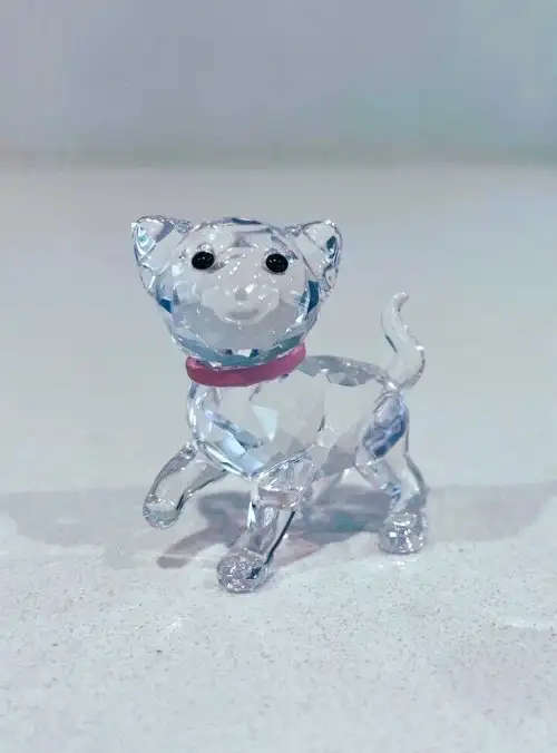 Swarovski Crystal Cat Kitten Standing With Pink Collar