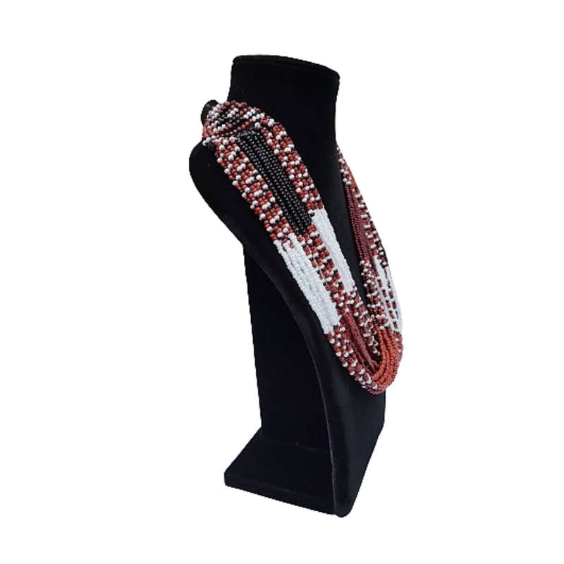 Abacus Original Beaded Necklace Stunning brown and White Glass Bead Bib Necklace