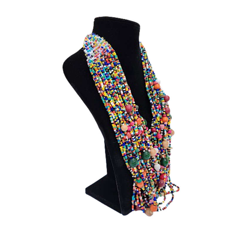 Abacus Original Beaded Necklace Stunning Multi Coloured Glass Bead Bib Necklace