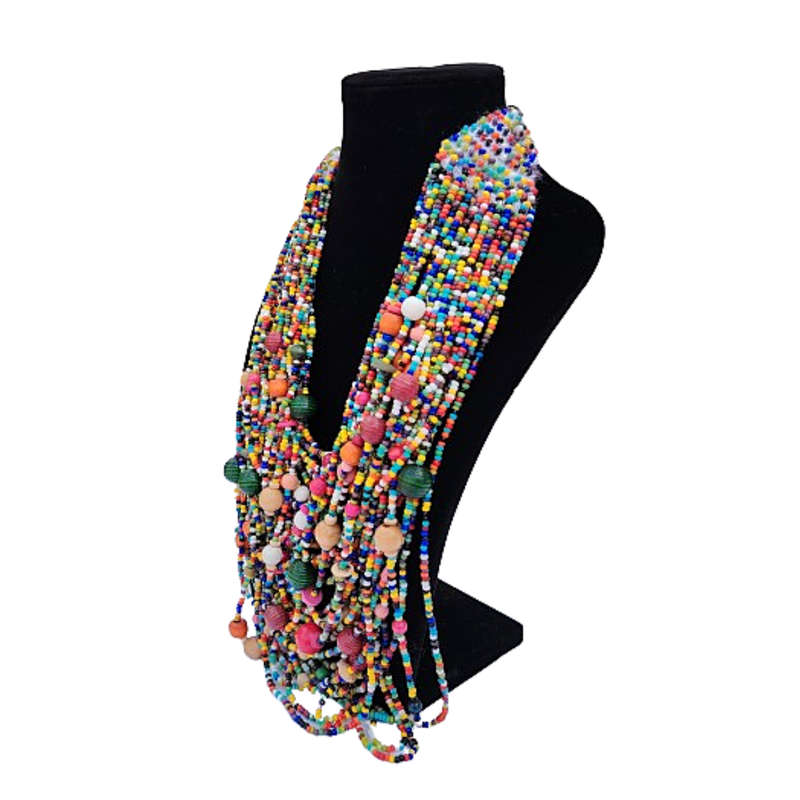 Abacus Original Beaded Necklace Stunning Multi Coloured Glass Bead Bib Necklace