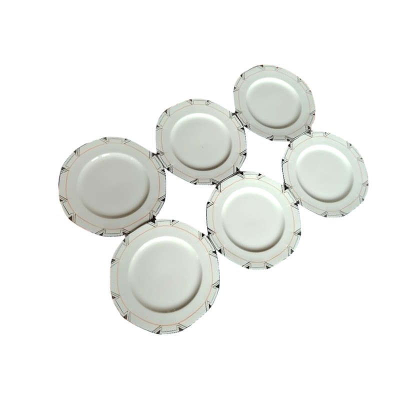 Rare 1930'S Art Deco Alfred Meakin Marigold Princess Shape Geometric 6 x Salad Plates