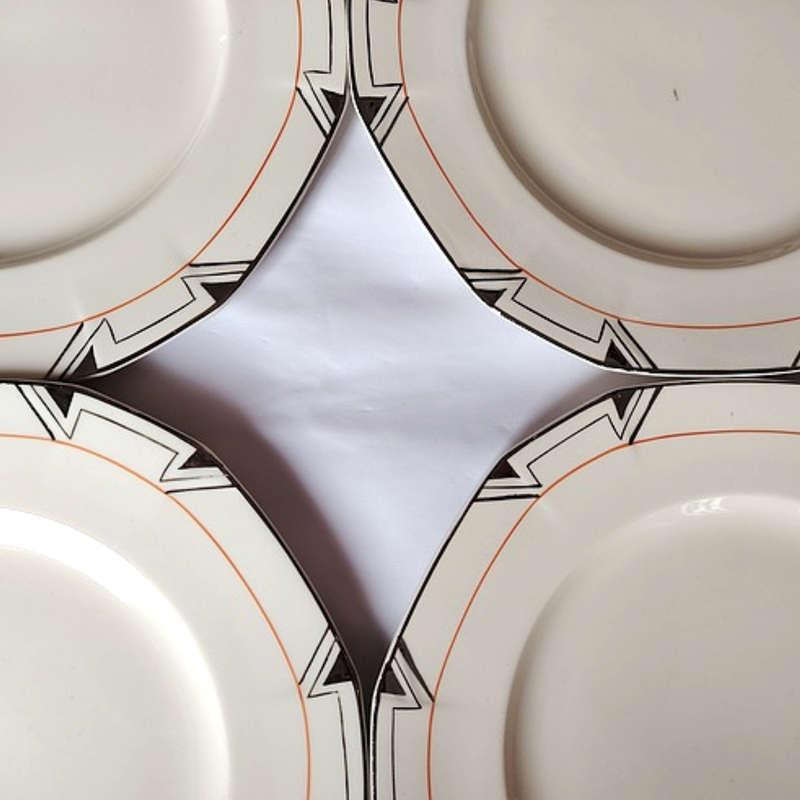 Rare 1930'S Art Deco Alfred Meakin Marigold Princess Shape Geometric 6 x Salad Plates