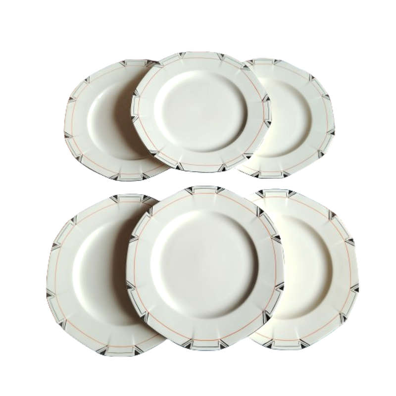 Rare 1930'S Art Deco Alfred Meakin Marigold Princess Shape Geometric 6 x Salad Plates