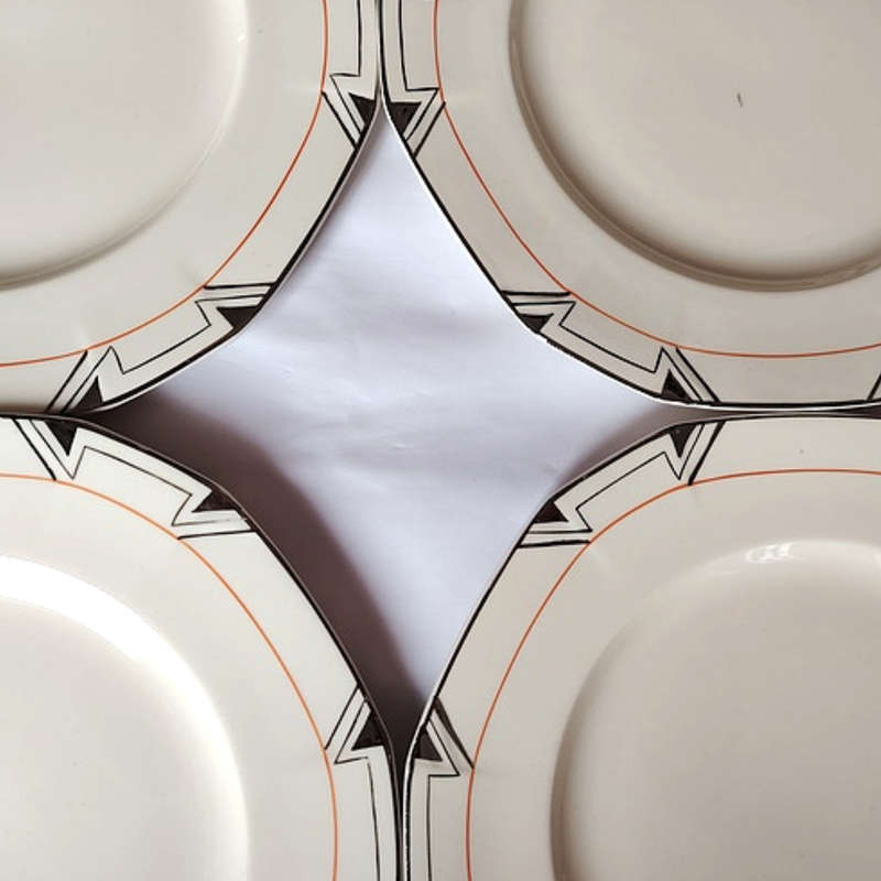 Rare 1930'S Art Deco Alfred Meakin Marigold Princess Shape Geometric 6 x Salad Plates