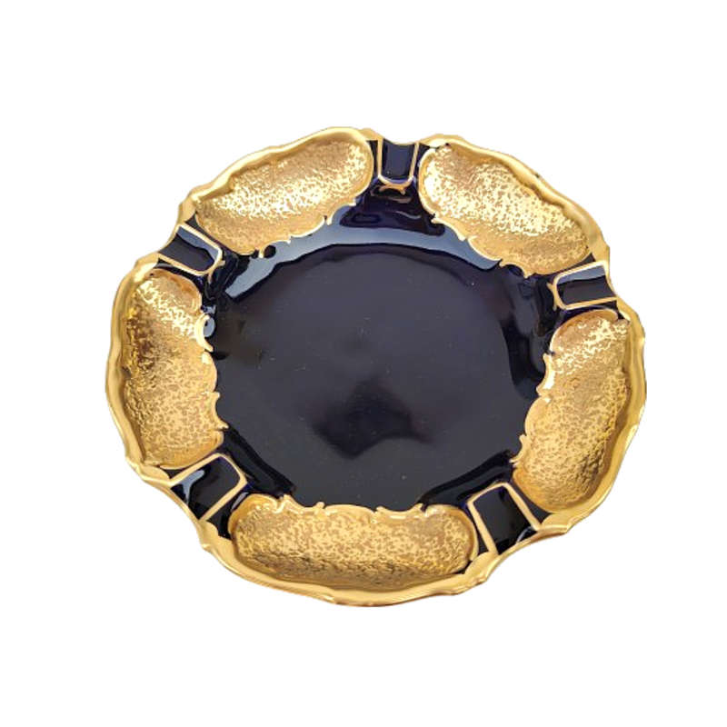 Alka Porcelain Cobalt Blue and Gold Dish