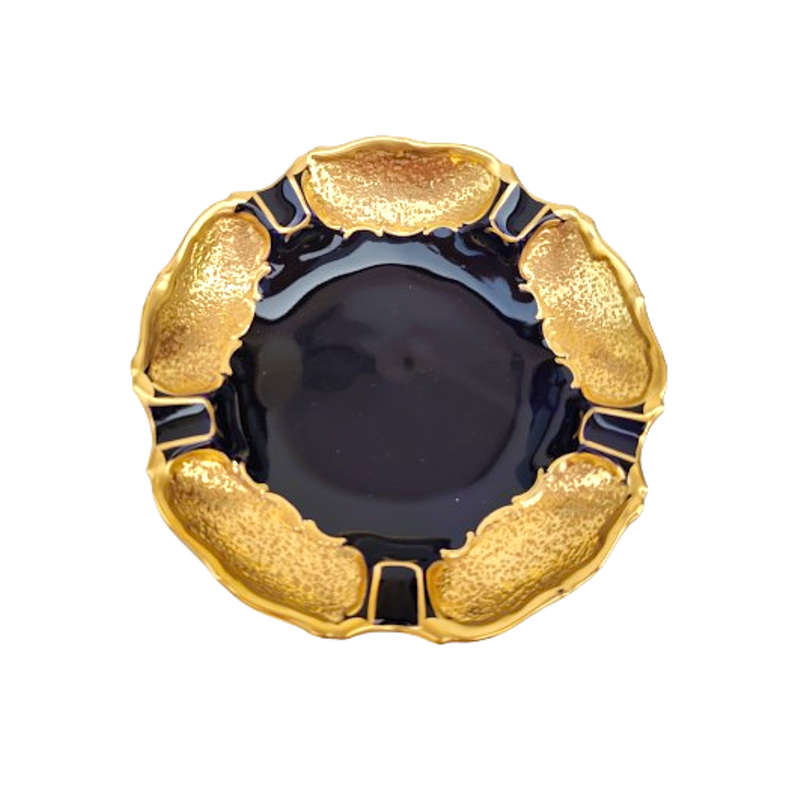 Alka Porcelain Cobalt Blue and Gold Dish