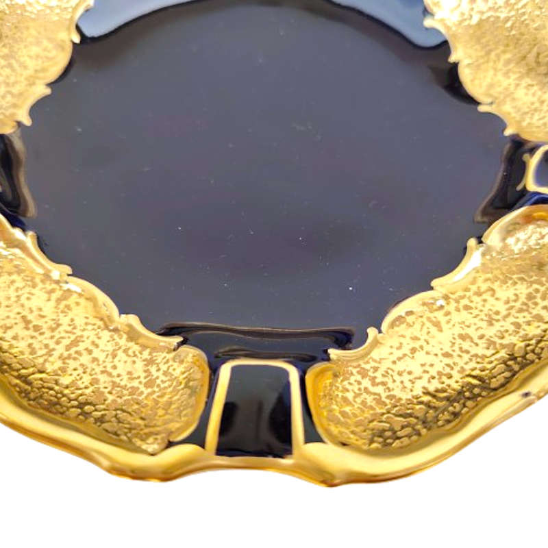 Alka Porcelain Cobalt Blue and Gold Dish