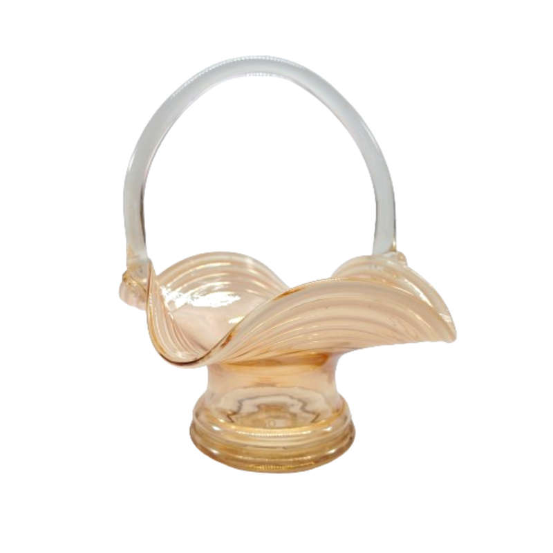 Victorian Wedding Amber and White Glass Handled Basket
