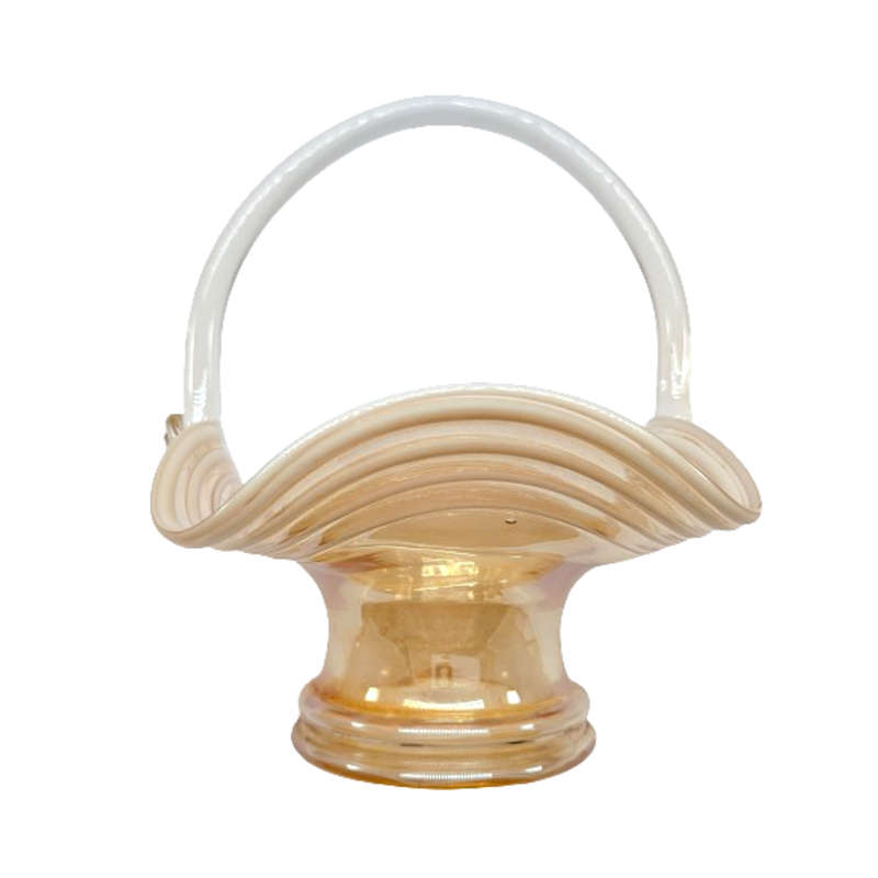 Victorian Wedding Amber and White Glass Handled Basket
