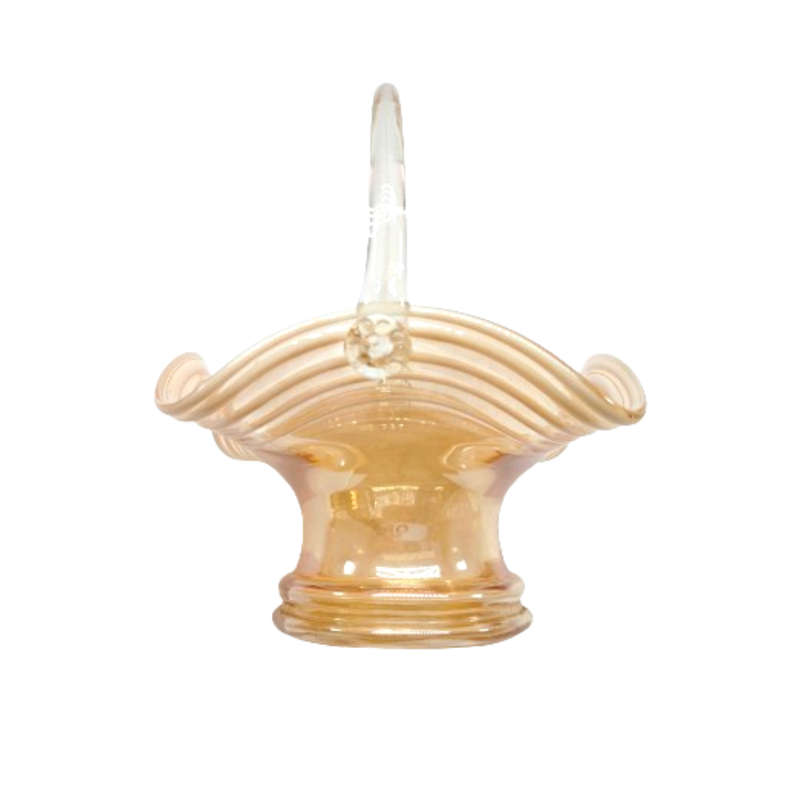 Victorian Wedding Amber and White Glass Handled Basket