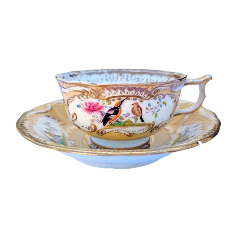 Antique Minton c.1830 England Cup and Saucer Duo