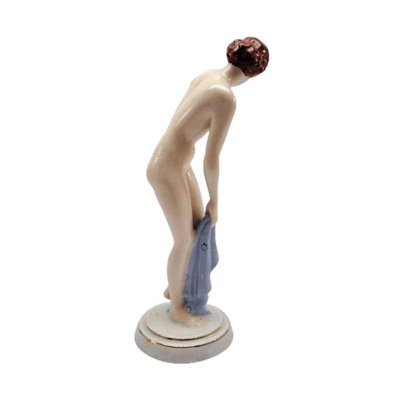 Beautiful Art Deco nude figure by Elly Strohbach for Royal Dux, Czechoslovakia, around 1935