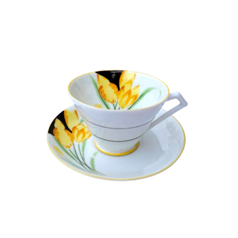 Yellow Crocus Art Deco porcelain Tea Set