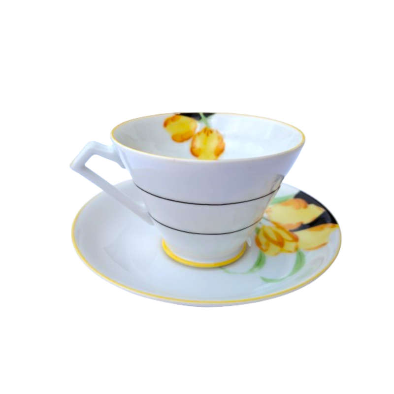 Yellow Crocus Art Deco porcelain Tea Set