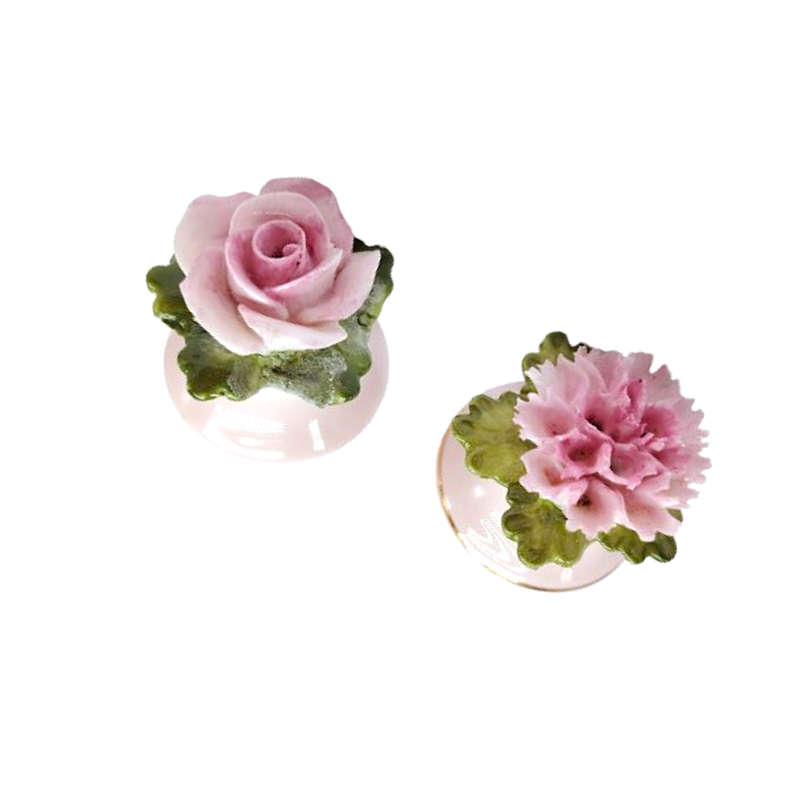 Aynsley Porcelain Rose and Carnation Flower Salt and Pepper Pots