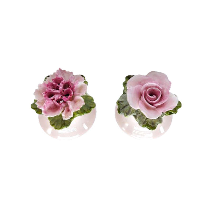 Aynsley Porcelain Rose and Carnation Flower Salt and Pepper Pots