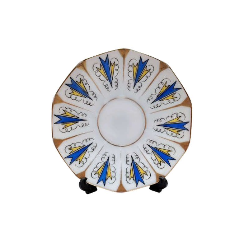 Tirschenreuth Blue Yellow and Gold Demitasse Cup and Saucer