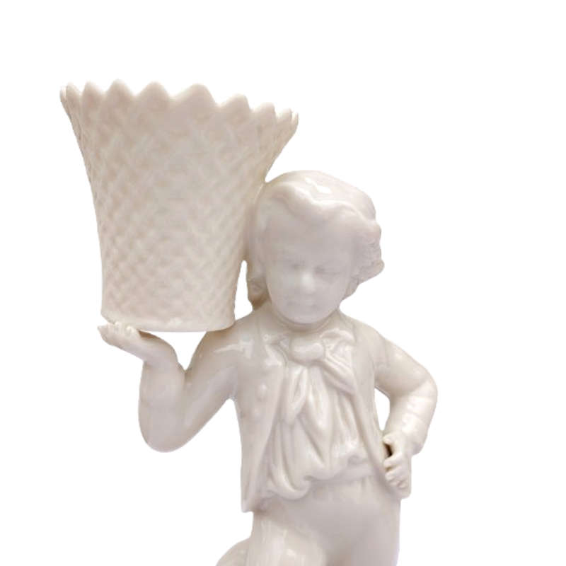 Belleek classic Boy and Girl basket carrier figurines part of the Archive Collection