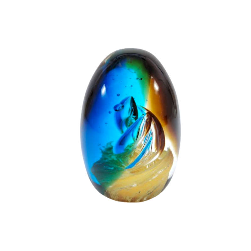 Beautiful Murano Oval Egg Shaped Art Glass Paperweight Sculpture