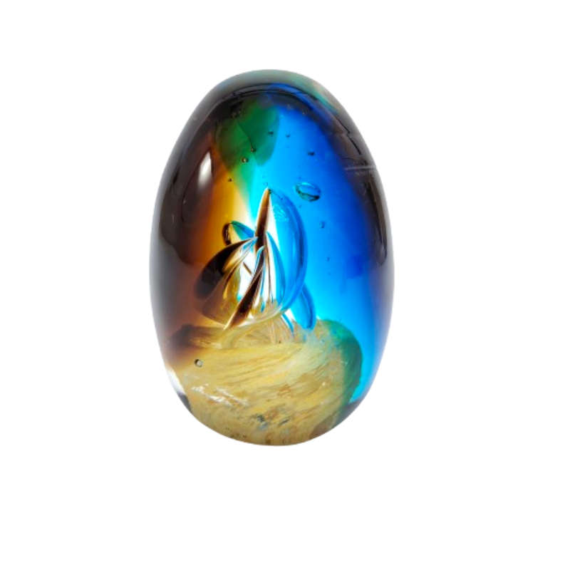 Beautiful Murano Oval Egg Shaped Art Glass Paperweight Sculpture