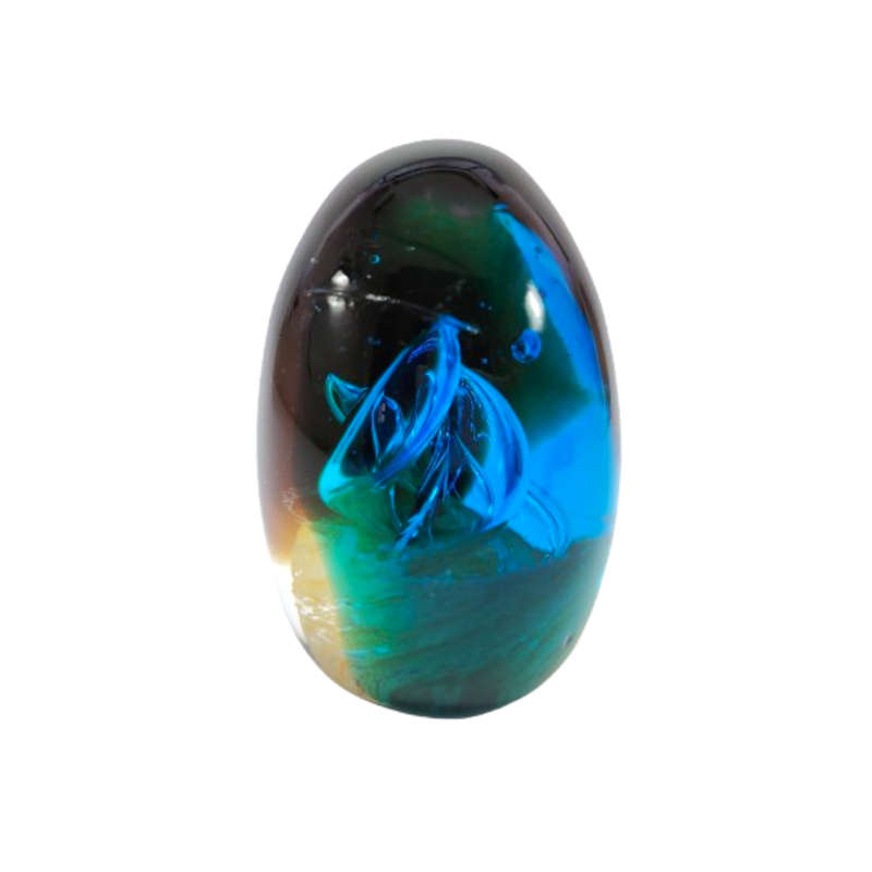 Beautiful Murano Oval Egg Shaped Art Glass Paperweight Sculpture
