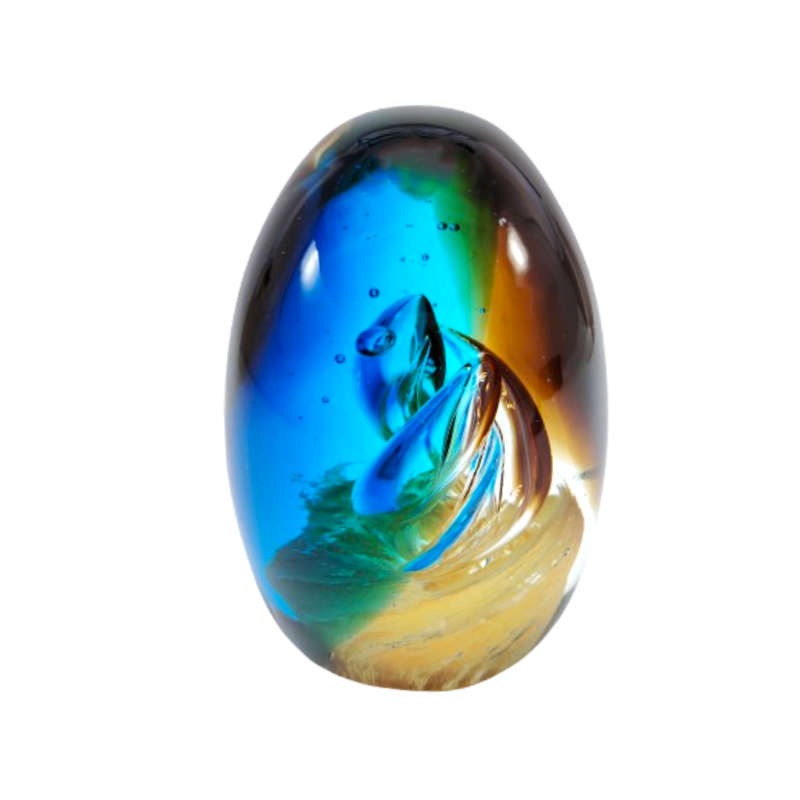 Beautiful Murano Oval Egg Shaped Art Glass Paperweight Sculpture