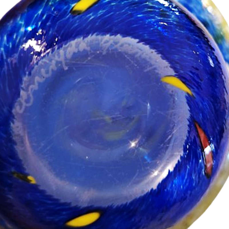 Eneryda Swedish Blue with primary colour splats Glass Bowl