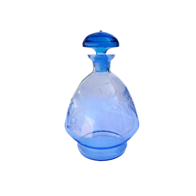 Beautiful delicate blue glass decanter with Stopper