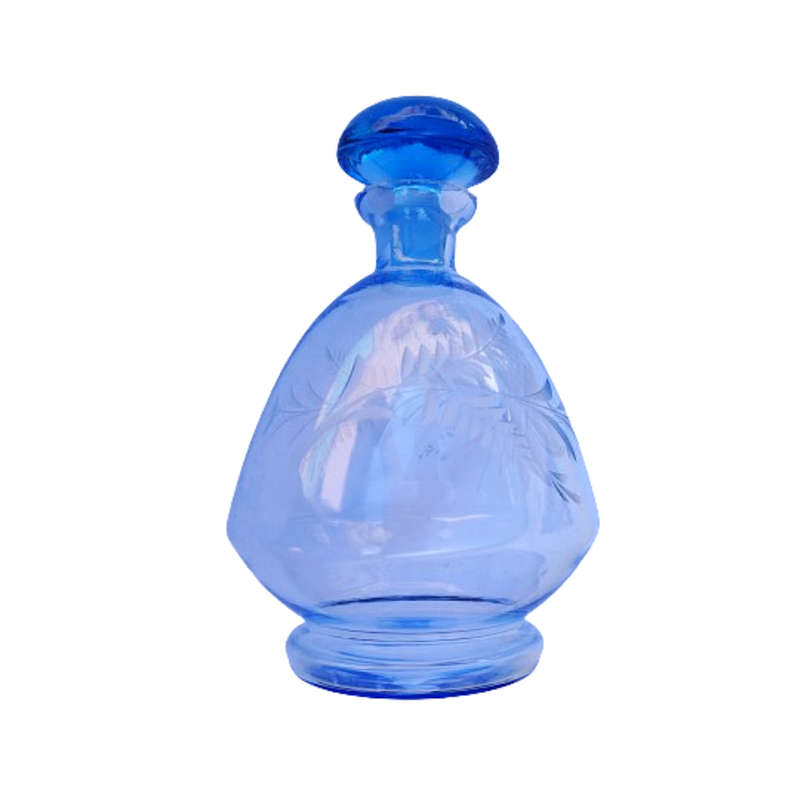 Beautiful delicate blue glass decanter with Stopper